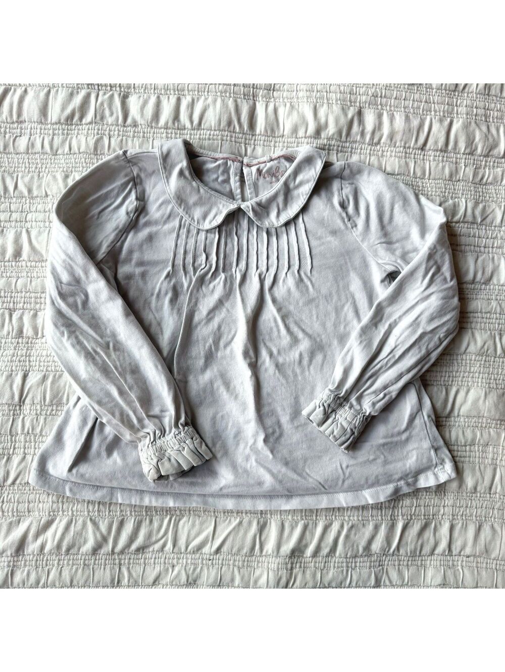Mini Boden Girls White Collared Long Sleeve Top Size 6-7Y
